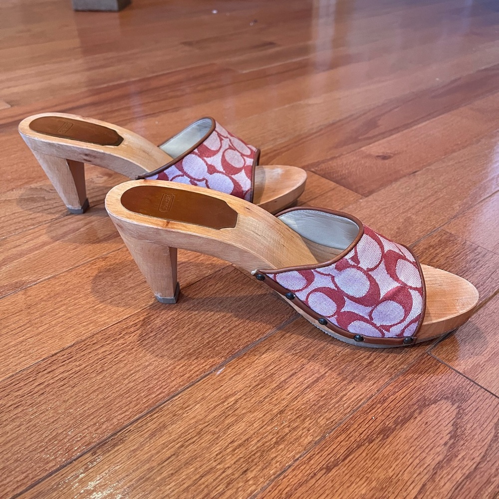 Rare Vintage Coach Wooden Sandals Size 10 - Picture 2 of 8
